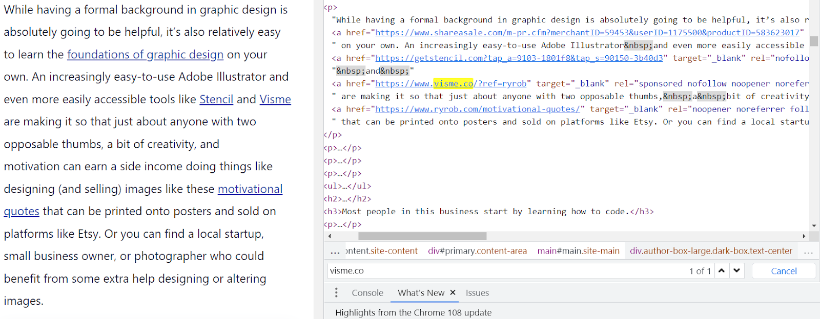 sponsored nofollow link example